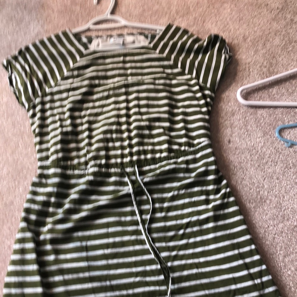 army green striped dress